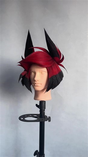 Congratulations! You've stumbled upon the Alastor wig while your phone battery has a 7 in it! #wig #wigcommission #cosplaywig #alastorhazbinhotel #alastor