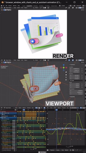 Graphics & Tools for Creators on Instagram: "From a simple viewport to the final render. #behindthescenes #blender #animation #motion #illustration #render #design #rigging"