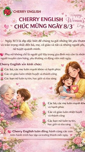 Short 591🌸💐 CHERRY ENGLISH CHÚC MỪNG NGÀY 8/3 💐🌸