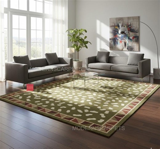 Olive Green Handmade Oushak Rug With Earth Tone Geometric Area Rug, Sage Green Turkish Rug, Bohemian Modern Living Room Carpet 8x10 9x12 - Etsy