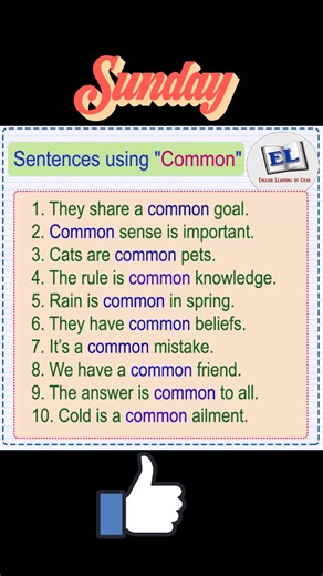 10 Sentence using the word common #common #commoninasentence #englishlearning #english #commonsentences | English Learning