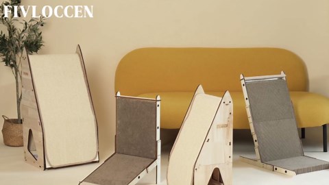 Modern Cardboard Cat Scratcher for Indoor Cats, Anti-Tip Wooden Frame Cat Scratching Board, Wall/Sofa/Furniture Mount by Non-Slip Cat Scratch Pad, Extra Durable for Multi-Cat Homes(L)