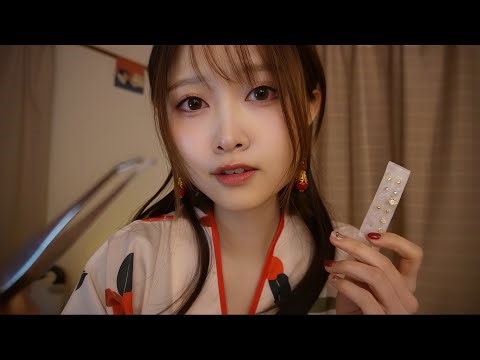 【ASMR】Traditional Japanese Ear Acupressure Jewelry Shop👘🏮🦻【Knees Pillow | Ear Cleaning | Massage】