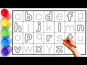 Alphabet, ABC song, abcd, a to z, Kids rhymes, collection for writing along dotted lines for toddler