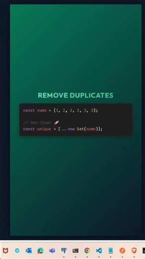 Remove duplicates in 3 seconds using JS! 😮✨ #javascript #coding