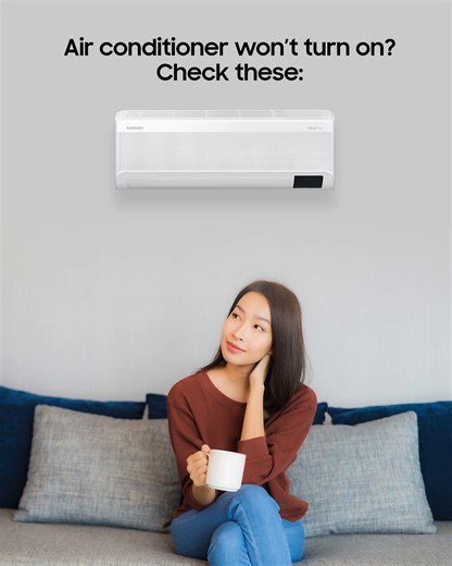 Are you having trouble turning your Samsung AC on? Let's keep a cool head. Try these simple steps: - Check the power cord for damage - Ensure that the power outlet is working properly - Inspect the connection on your circuit breaker Learn more: spr.ly/TurnOnAC-FB | Samsung