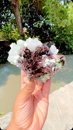 Axinite with Pericline 🦚 🔥 Super Lustrous Axinite with Pericline 🔥 From the stunning Skardu Valley of Pakistan 🇵🇰 comes this jaw-dropping mineral specimen! ✨ Weight: 619 gm 📏 Size: 135*78*50 mm A perfect cluster of terminated, gem-grade Axinite crystals—super lustrous and sharp! 💎 You’ll find a beautiful and finely shaped white Pericline, some of the Pericline are included with green chlorine giving this piece an incredible contrast of brown, green, and white tones. 🎨 Not only is it self