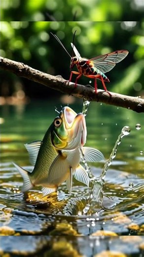 Incredibility fish caught the insect for food. #documentary #fish #insects