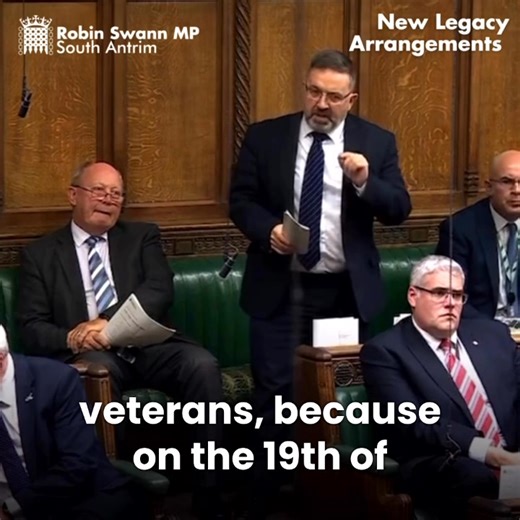 The protections for veterans, assured by Secretary of State Hilary Benn MP last month, must be reflected in the new legacy legislation when it is brought to the House. | Robin Swann MP