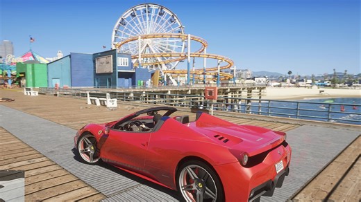 GTAV增强版最新NVE真实画质补丁+超强光线追踪极致画质接近GTA6的画面【法拉利MOD演示】