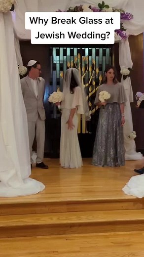 Why do we break a glass at a Jewish wedding?Some say this is the last time that the groom gets to put his foot down 🤣Answer... the breaking of the glass represents the destruction of the temple and the fact that even though we are experiencing a moment of joy, there is still brokenness and suffering in the world. We are promised that if we remember the pain of others during our happy moments, then in the future in our sad moments, God will remember us.#breakglass #chuppah #jewishwedding