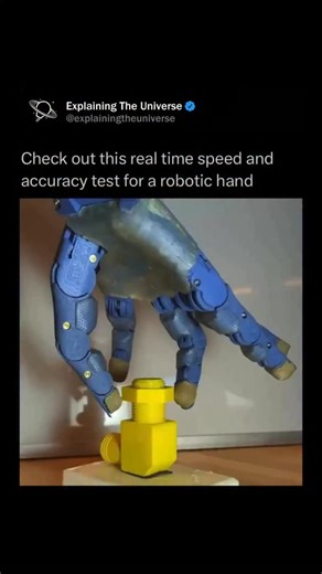 Explaining The Universe on Instagram: "Testing of robotic prosthetic hands involves evaluating how well the device can replicate natural human hand function, strength, and responsiveness. Engineers begin by examining mechanical durability, ensuring the fingers, joints, and actuators can withstand repeated motion without wear or failure. They then test grip strength and precision by having the device perform tasks ranging from lifting heavy objects to handling delicate items like paper or small e