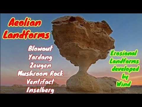 Blowout|Yardang|Zeugen|Mashroom Rock|Ventifact|Inselberg|Erosional Landforms of Wind|