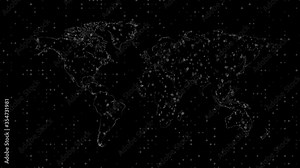 PNG Alpha.World map with Grid from HUD elements.Plus, squares,numbers and dots. Animated texture with transparent background.Hexagon flickering map.