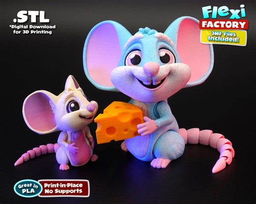 Flexi Factory Mouse & Cheese With 3MF Included! - Etsy
