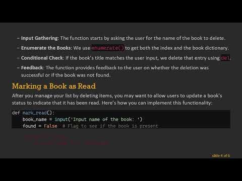 How to Delete and Mark a Book as Read in a Python List of Dictionaries