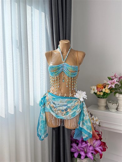 Blue Ocean Beaded Set – Handmade 2-piece Outfit - Etsy
