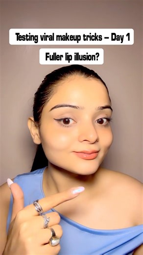 Testing viral makeup tricks – Day 1 ■ Does this actuallymake lips look fuller? ✨ #viral #shorts