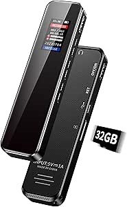 32GB Digital Voice Recorder for Lectures Meetings - Voice Activated Recorder with 2324 Hours Capacity Sound Audio Recorder Dictaphone Recording Device with Playback,MP3 Player,Variable Speed,Password