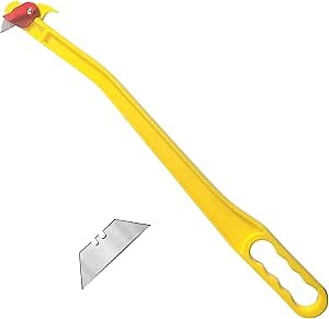 29" Hay Knife, Hayknife Tool, Large Handle Hay Net Wrap Cutter, Round Bale Twine Cutter with Hay Hook, Ideal for Frozen Hay Bales, Livestock Farm knives for Feed & Fertilizer Bags, Yellow