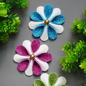 Beautiful DIY foamiran paper flowers making instructions step by step. It's an easy and simple flower making with EVA glitter foam. DIY Crafts. | DIY Crafts & Art