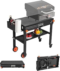 Outdoor Grill Cart - Foldable Grills Table, Blackstone Griddle Stand For 17"/22" Griddle, Portable Ninja Grill Stand With Large Space, Pizza Oven Stands, For Tailgating, Camping, RV