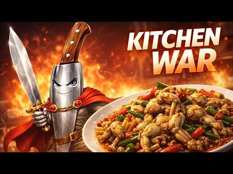 Kitchen War: Knife General vs Giant Spicy Bamboo Frog Stir-Fry Epic Battle Feast