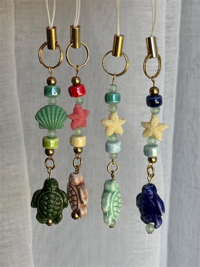 Handmade Beachy Sea Turtle Phone Charm Keychain, Gift for Her, Jewellery Charm Collectibles, Boho Summer Accessories - Etsy
