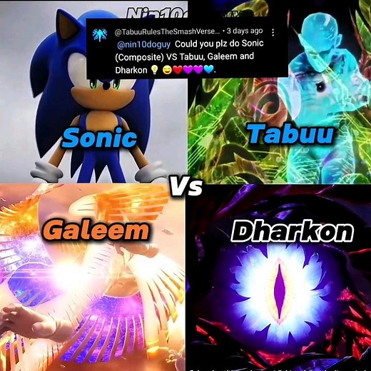 Sonic Vs Tabuu Vs Galeem Vs Dharkon #Shorts #Short #Edit #Edits #1v1 #Sonic #SSBU #SSBB #Nintendo