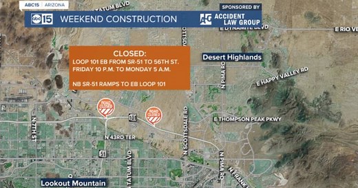 Weekend Construction: Closures on Loop 101 in the north Valley and west Valley