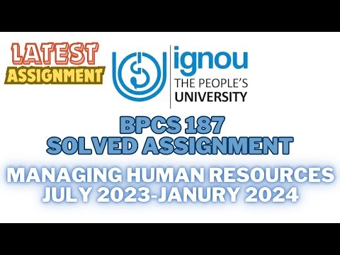 BPCS 187 Solved Assignment IGNOU | 2023-24 | MANAGING HUMAN RESOURCES (English Medium)