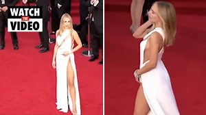 Kimberley Garner stuns in dangerously high slit dress