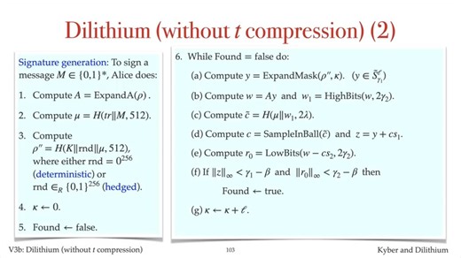 8-V3b Dilithium signature scheme (without t compression)