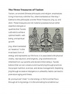 The Three Treasures in Taoism Reading Worksheet w/Answer Key