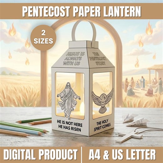 Pentecost Paper Lantern Craft Printable, Christian Kids Bible Activity, Holy Spirit Flame Craft, Sunday School Craft, Jesus is Risen Lantern - Etsy