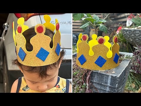 Como fazer coroa em eva com molde fácil SUPER FAST BIRTHDAY CROWN passo a passo