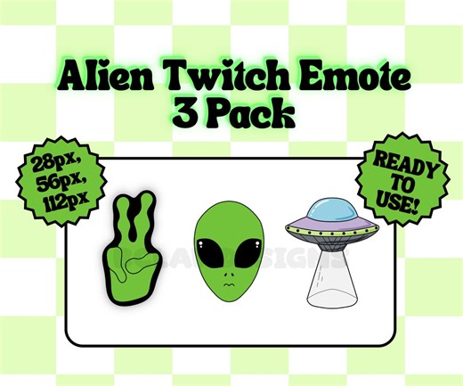 Alien Themed Twitch Emotes: 3-pack Streaming Graphics (digital File) - Etsy
