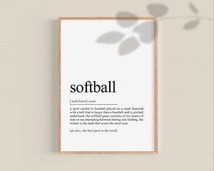 Impression définition softball, affiche cadeau filles softball, art mural softball, décoration murale softball, décoration de chambre ado, téléchargement numérique imprimable - Etsy France