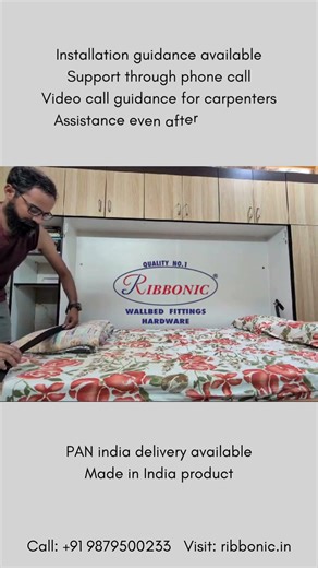 Ribbonic Horizontal wall bed hardware system | murphy bed | made in India | #mumbai #home