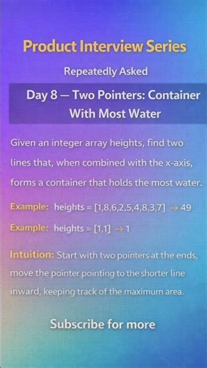 Container with most water Leetcode problem|| Most asked 👇🏻 #developer #dailydev #cleancode