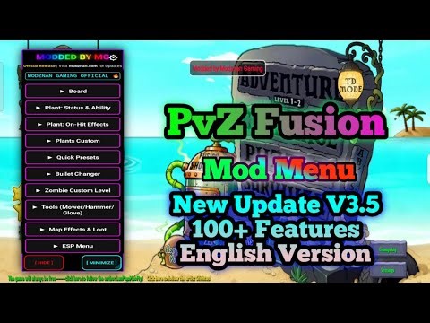 PvZ Fusion Mod Menu v3.5 New Update! All Plants Unlocked | English Version