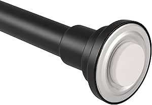 Adjustable Shower Rod, 42-Inch to 72-Inch, Design House Heavy Duty Shower Curtain Rod, Expandable, Non-Slip, Matte Black, 582775