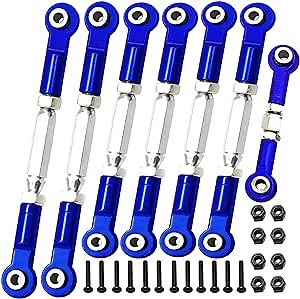 Adjustable Stainless Steel Turnbuckles Set/Camber Links with Rod Ends Set for 1/10 Traxxas Slash 4X4 2WD /Rustler 2WD 4X4/Hoss 2WD 4X4/ Stampede 2WD 4X4/Bandit 2WD 4X4/ Upgrades Parts(Navy Blue)