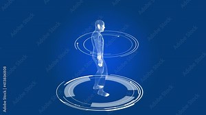 Holographic projection of a person. Test and analysis. Study of the human body, medicine of the future. High definition CAT. Human scan