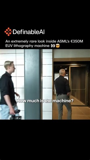 Definable Ai on Instagram: "ASML builds the machine that quietly sits behind almost every smartphone on the planet, meaning that nearly every modern chip today comes from a system that was physically assembled in a single facility. @casper_mebius from @veritasium got an extremely rare look inside that machine. It is ASML’s EUV lithography system, which costs around €350 million, pulls in components from roughly 5,000 suppliers, and is shipped in hundreds of crates by plane and truck due to its s