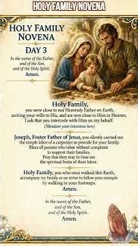 Holy Family Novena — Day 3 ✝️🏡 | Prayer Card of Love & Sacrifice 💛