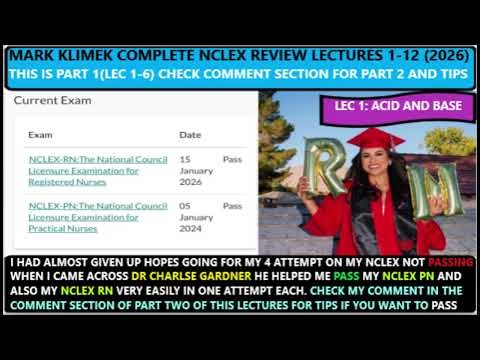 MARK KLIMEK COMPLETE NCLEX REVIEW 2026 LECTURES 1-12\\ PART 1\\CHECK THE COMMENT SECTION FOR MY TIPS