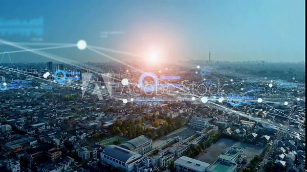 Smart city and communication network concept. 5G. LPWA (Low Power Wide Area). Wireless communication.