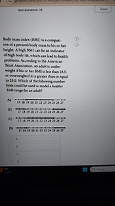 Body mass index (BMI) is a comparison of a person's body mass t... | Filo