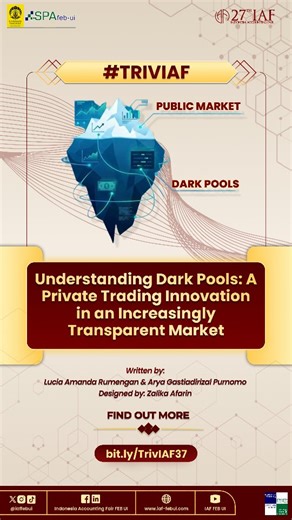 Indonesia Accounting Fair on Instagram: "[Understanding Dark Pools: A Private Trading Innovation in an Increasingly Transparent Market] As financial markets push toward greater transparency, not every transaction happens in the spotlight. Dark pools emerged as a private trading innovation, allowing large institutional investors to execute massive stock trades without triggering sudden market price movements. But in a market built on openness, do dark pools strengthen stability or weaken transpar